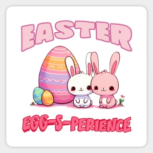 Easter Egg-s-perience: Whimsical Bunnies in Pink and White Magnet